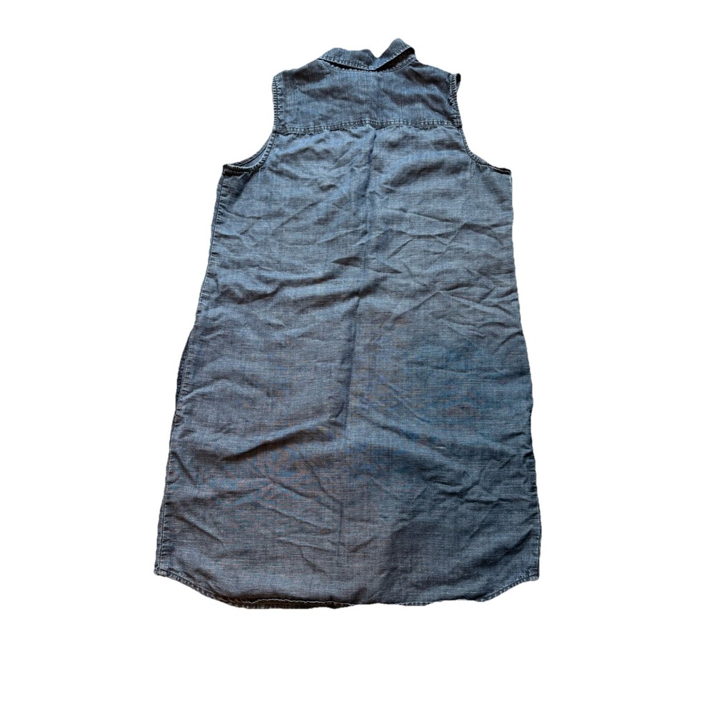 J. Jill Sleeveless Chambray Shirt Dress Women's Medium Blue Tencel Linen Blend - Picture 4 of 7
